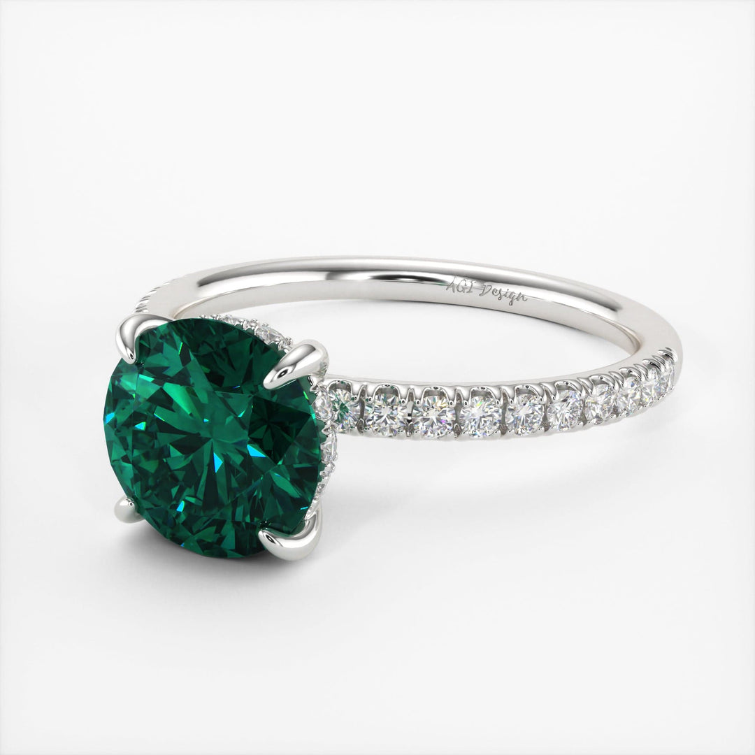 AGI Design Abby Round Green Moissanite Engagement ring