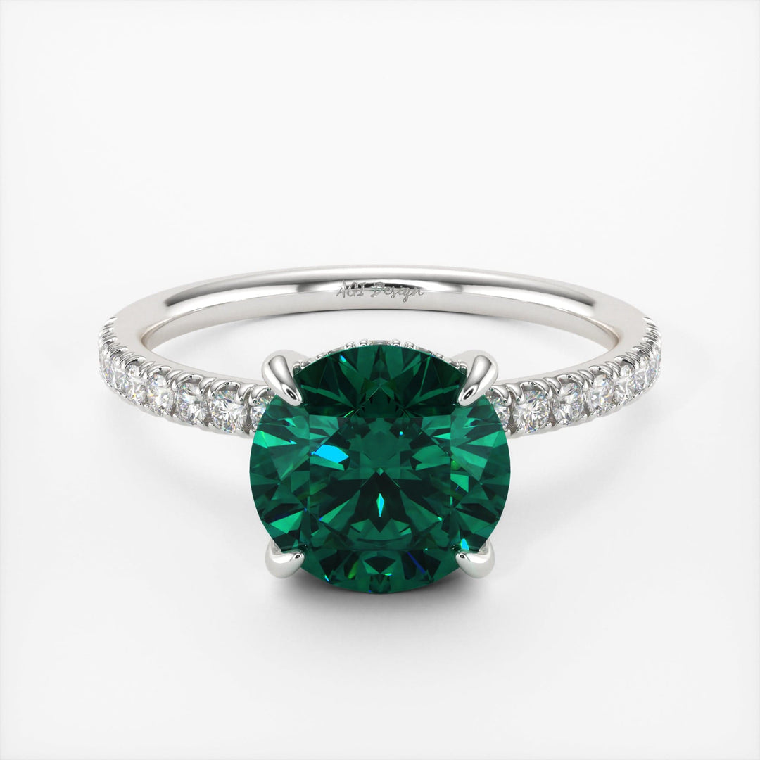 AGI Design Abby Round Green Moissanite Engagement ring