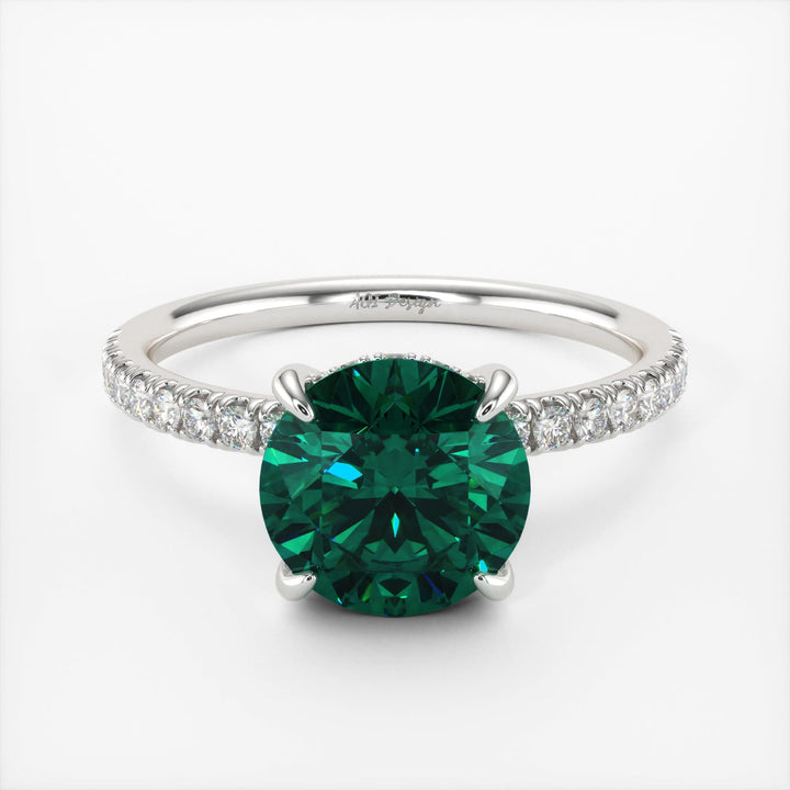 AGI Design Abby Round Green Moissanite Engagement ring