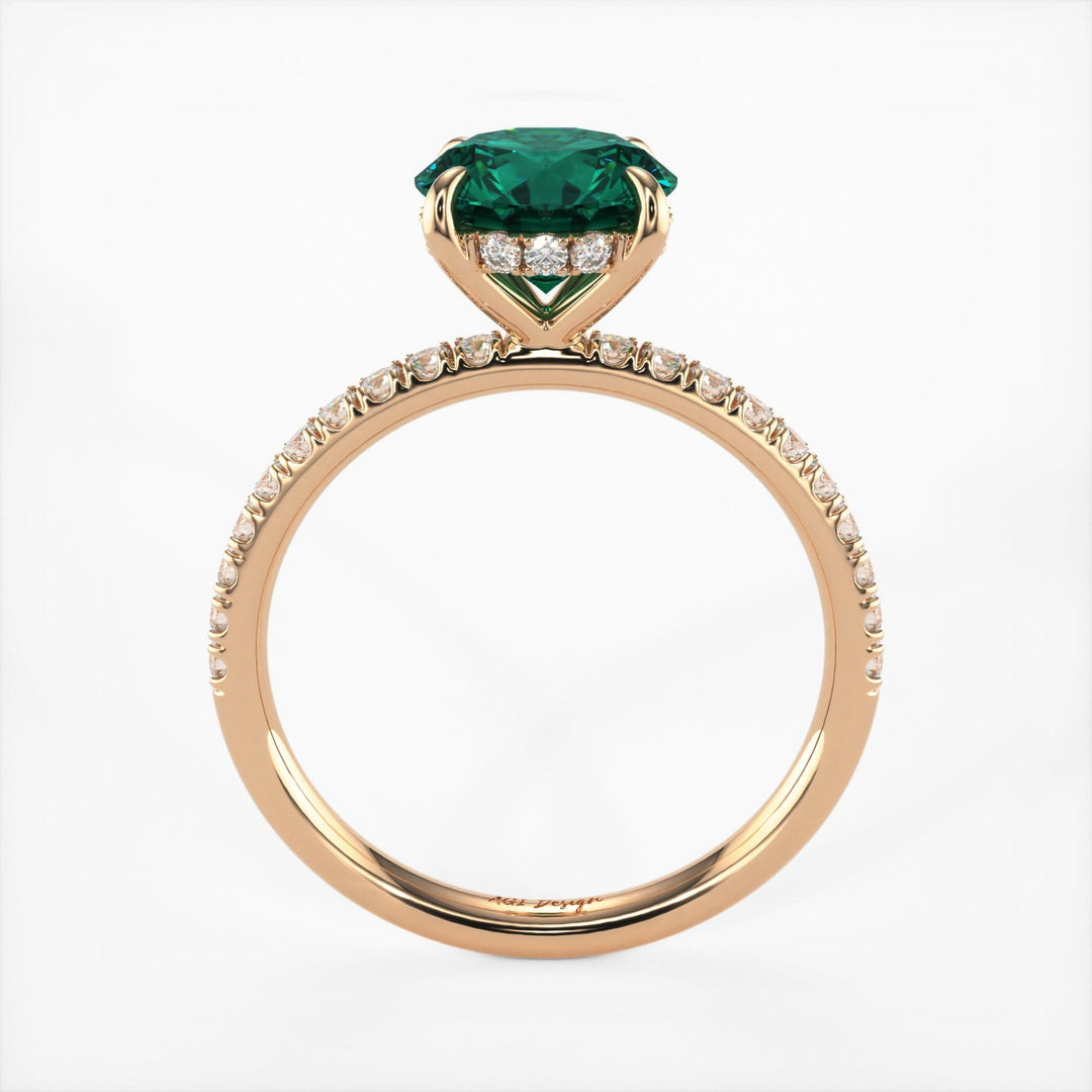 AGI Design Abby Round Green Moissanite Engagement ring