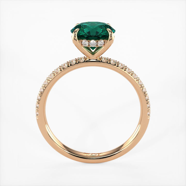 AGI Design Abby Round Green Moissanite Engagement ring