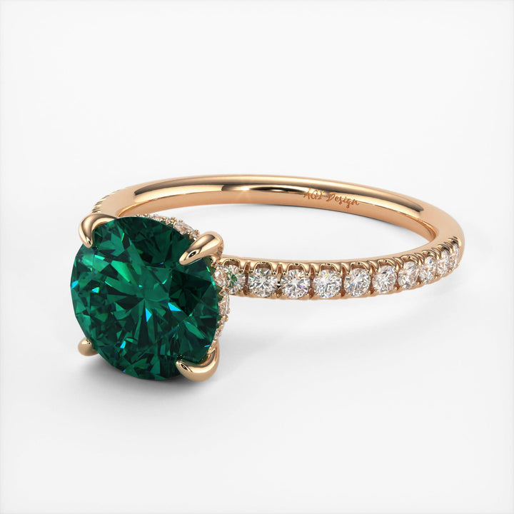 AGI Design Abby Round Green Moissanite Engagement ring