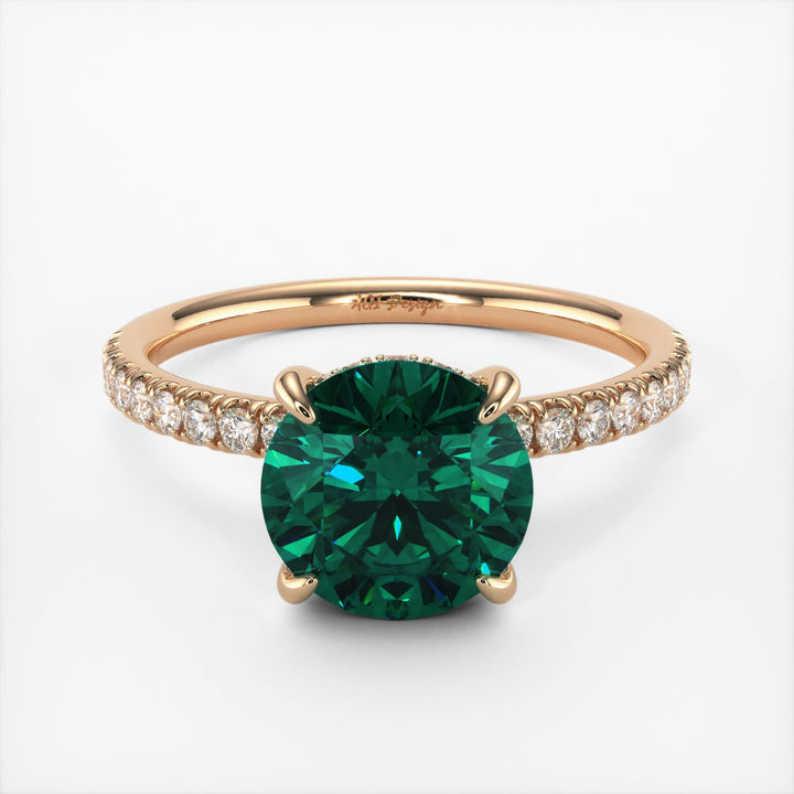 AGI Design Abby Round Green Moissanite Engagement ring
