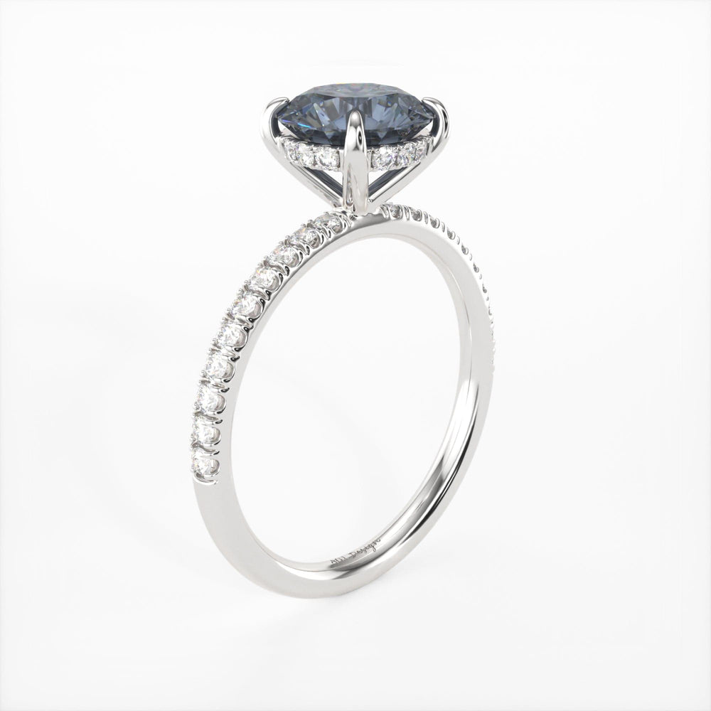 AGI Design Abby Round Grey Moissanite Engagement Ring