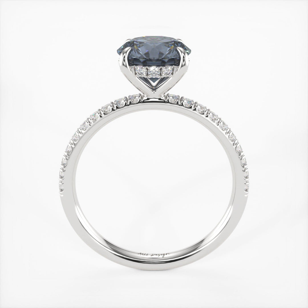 AGI Design Abby Round Grey Moissanite Engagement Ring
