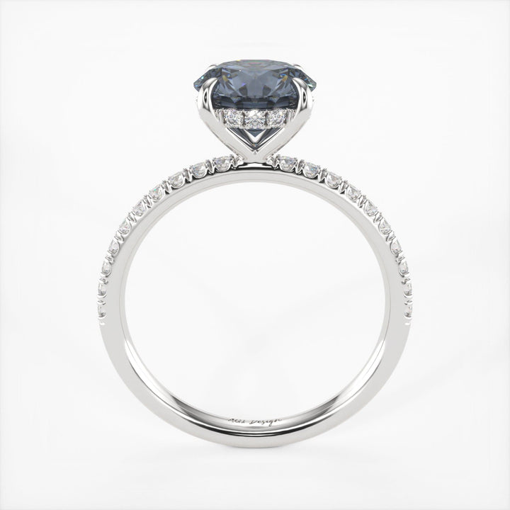 AGI Design Abby Round Grey Moissanite Engagement Ring