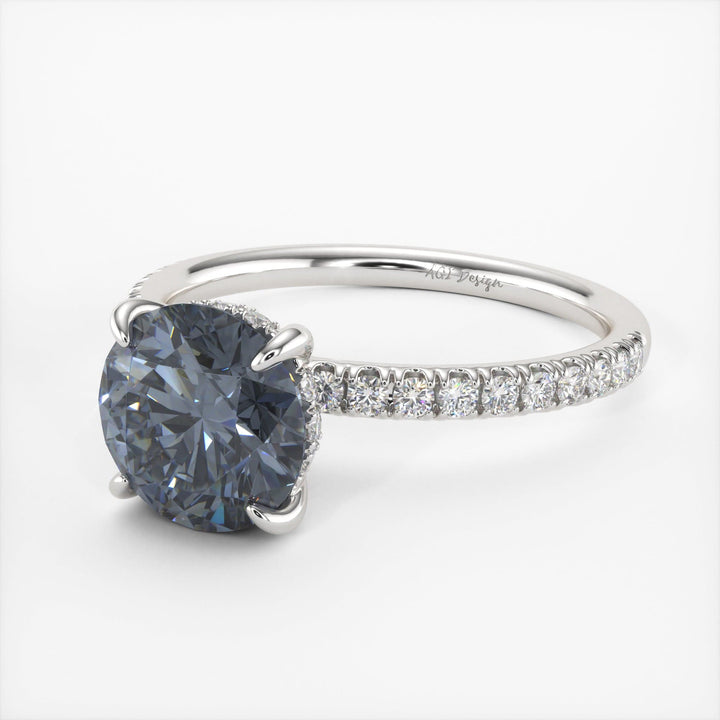 AGI Design Abby Round Grey Moissanite Engagement Ring