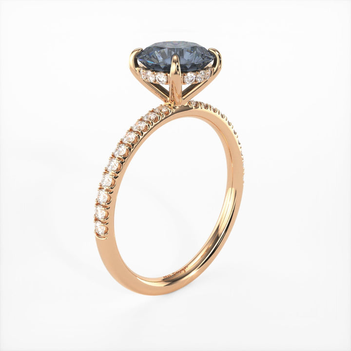 AGI Design Abby Round Grey Moissanite Engagement Ring