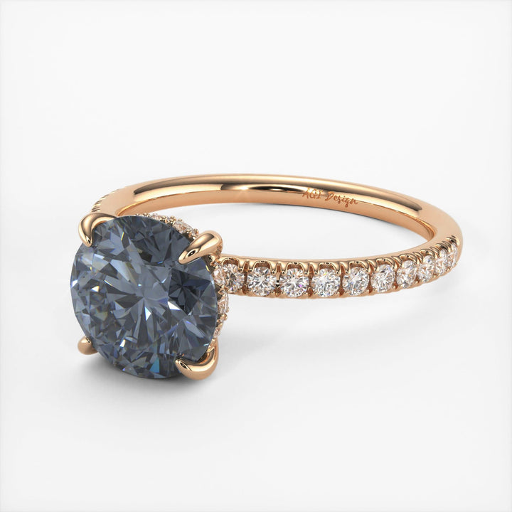 AGI Design Abby Round Grey Moissanite Engagement Ring
