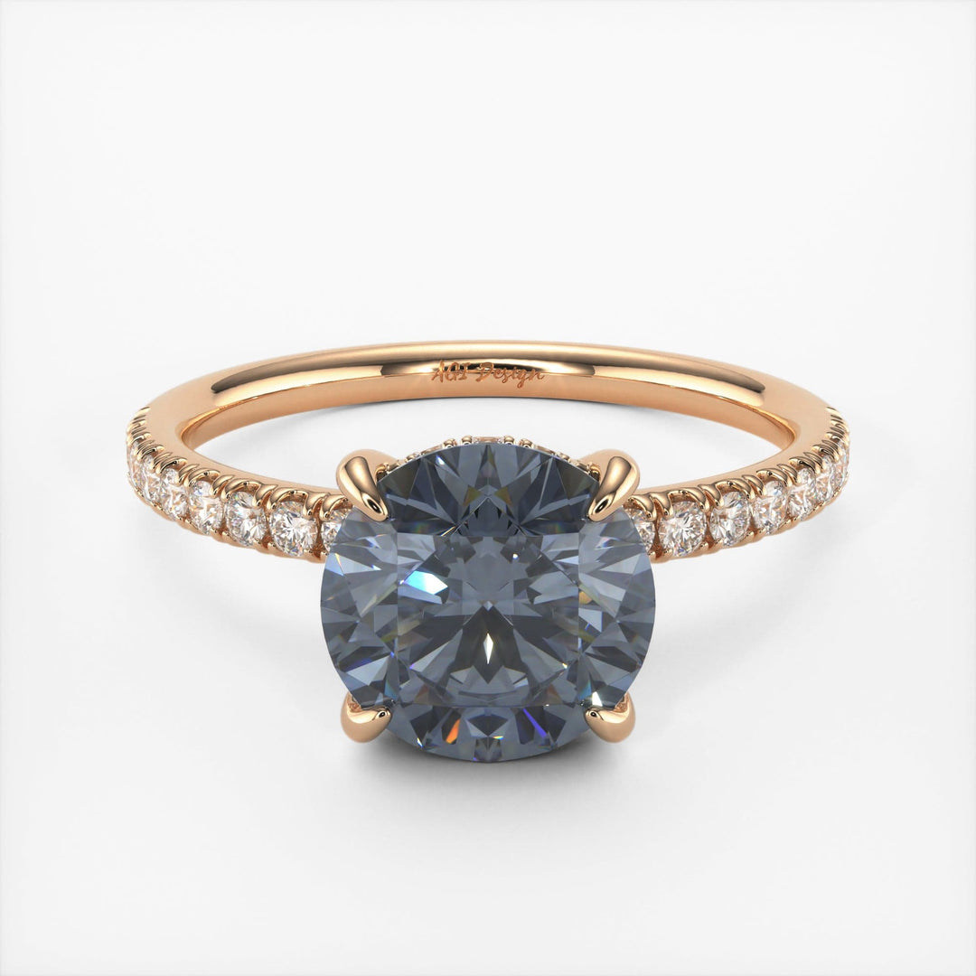 AGI Design Abby Round Grey Moissanite Engagement Ring