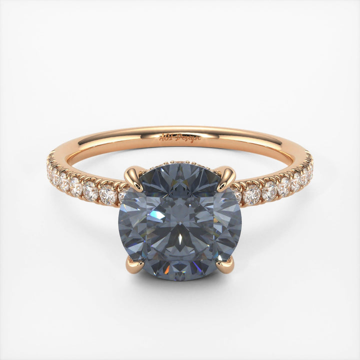 AGI Design Abby Round Grey Moissanite Engagement Ring
