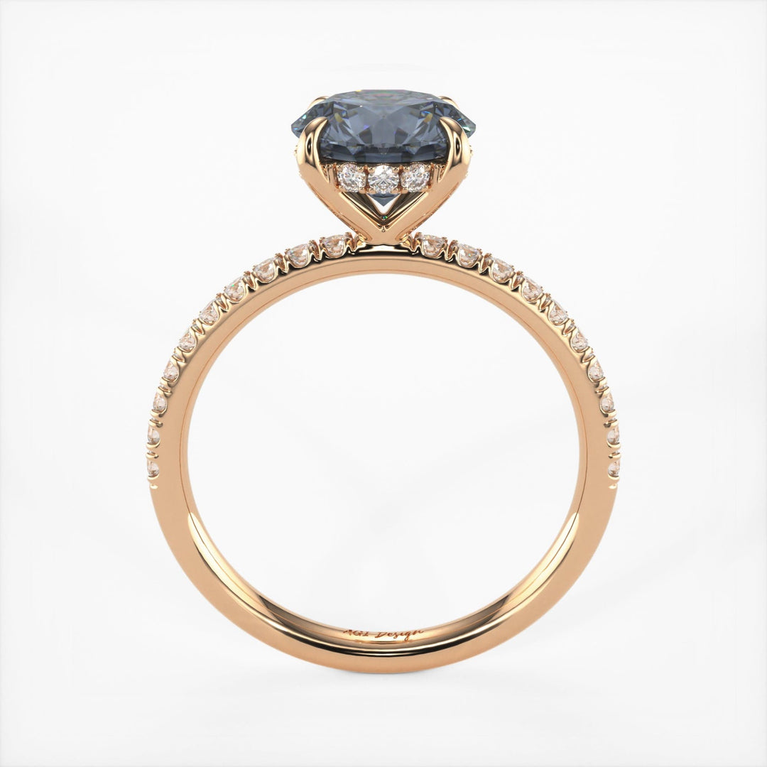 AGI Design Abby Round Grey Moissanite Engagement Ring