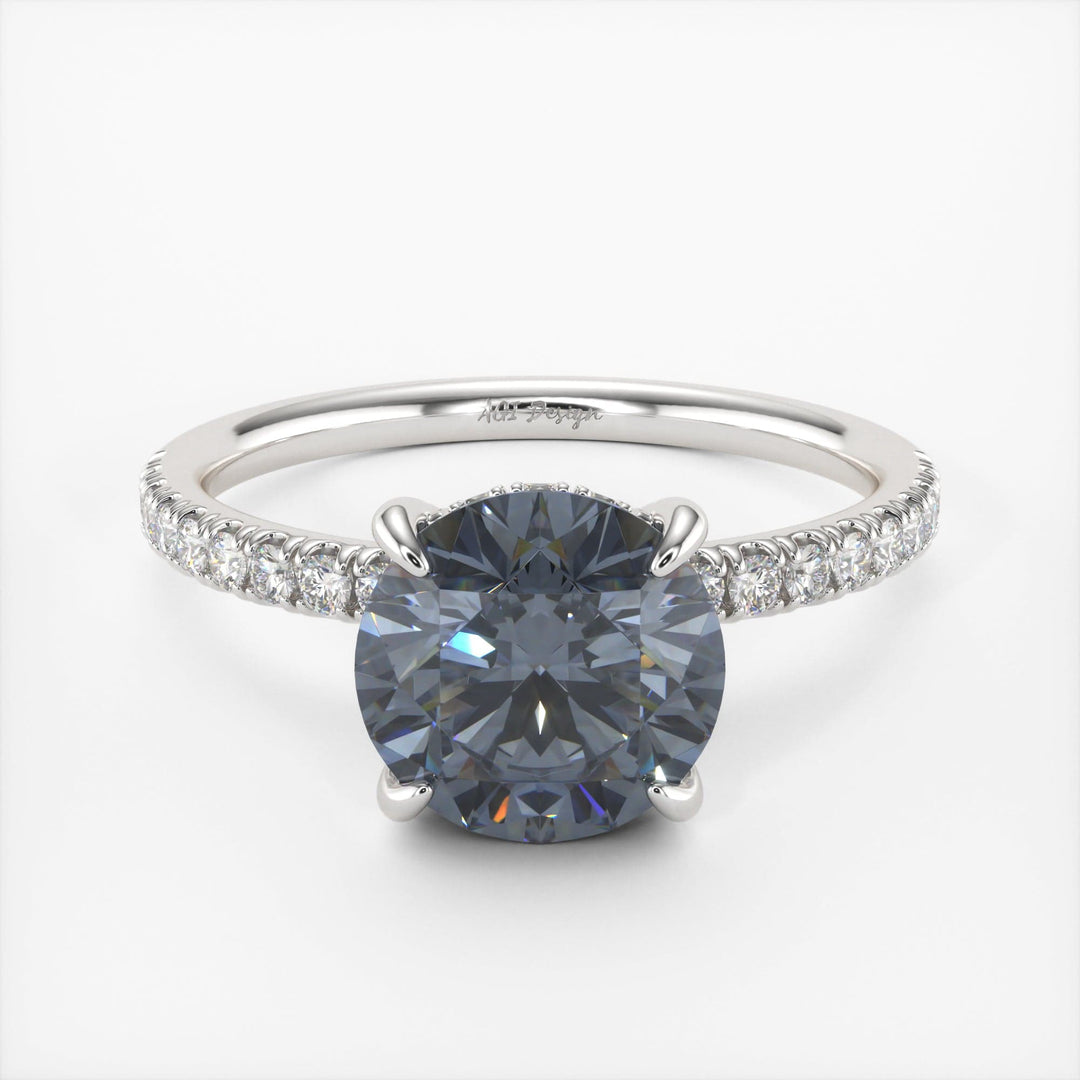 AGI Design Abby Round Grey Moissanite Engagement Ring
