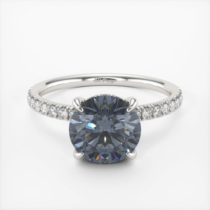 AGI Design Abby Round Grey Moissanite Engagement Ring