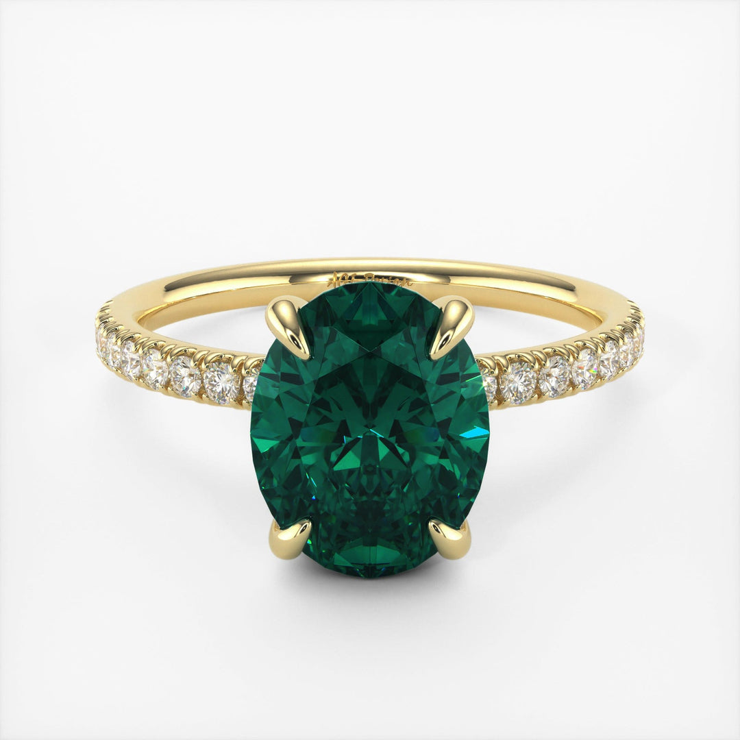 AGI Design Abigail Oval Green Moissanite Engagement Ring