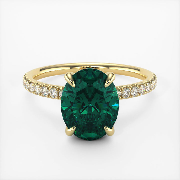 AGI Design Abigail Oval Green Moissanite Engagement Ring
