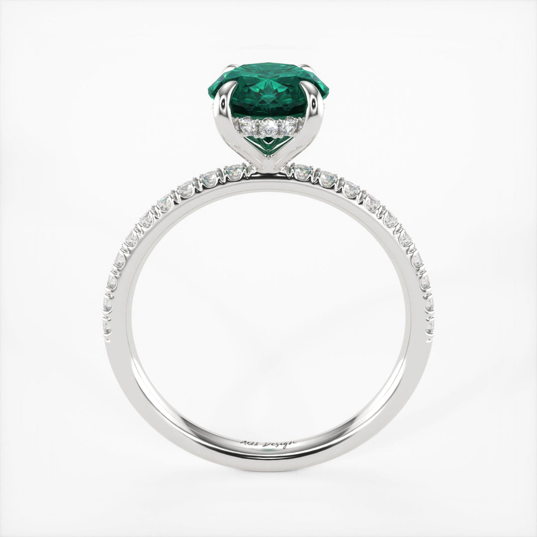 AGI Design Abigail Oval Green Moissanite Engagement Ring