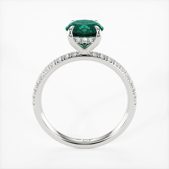 AGI Design Abigail Oval Green Moissanite Engagement Ring