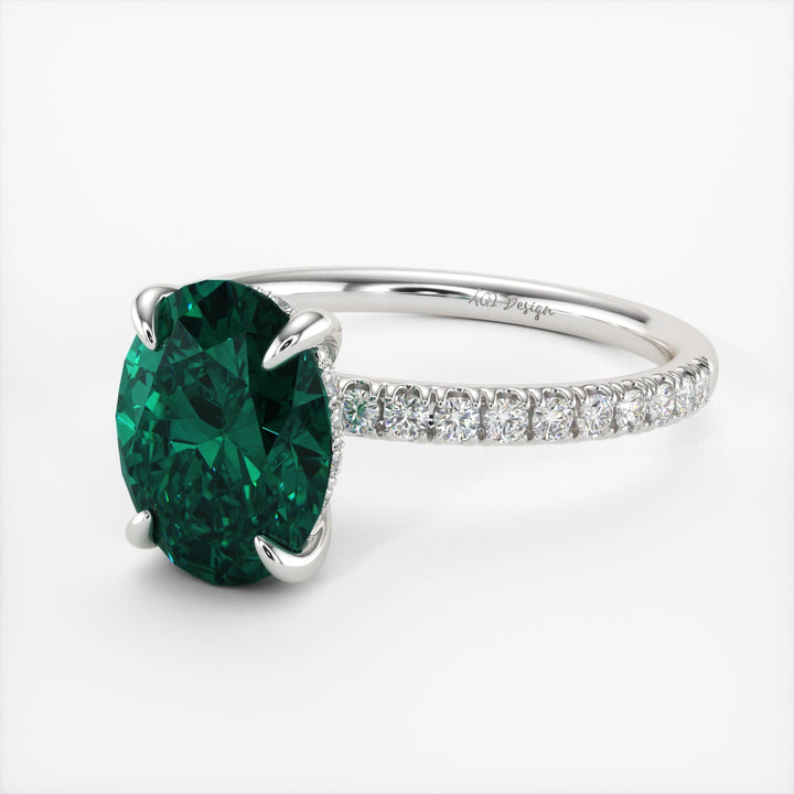 AGI Design Abigail Oval Green Moissanite Engagement Ring
