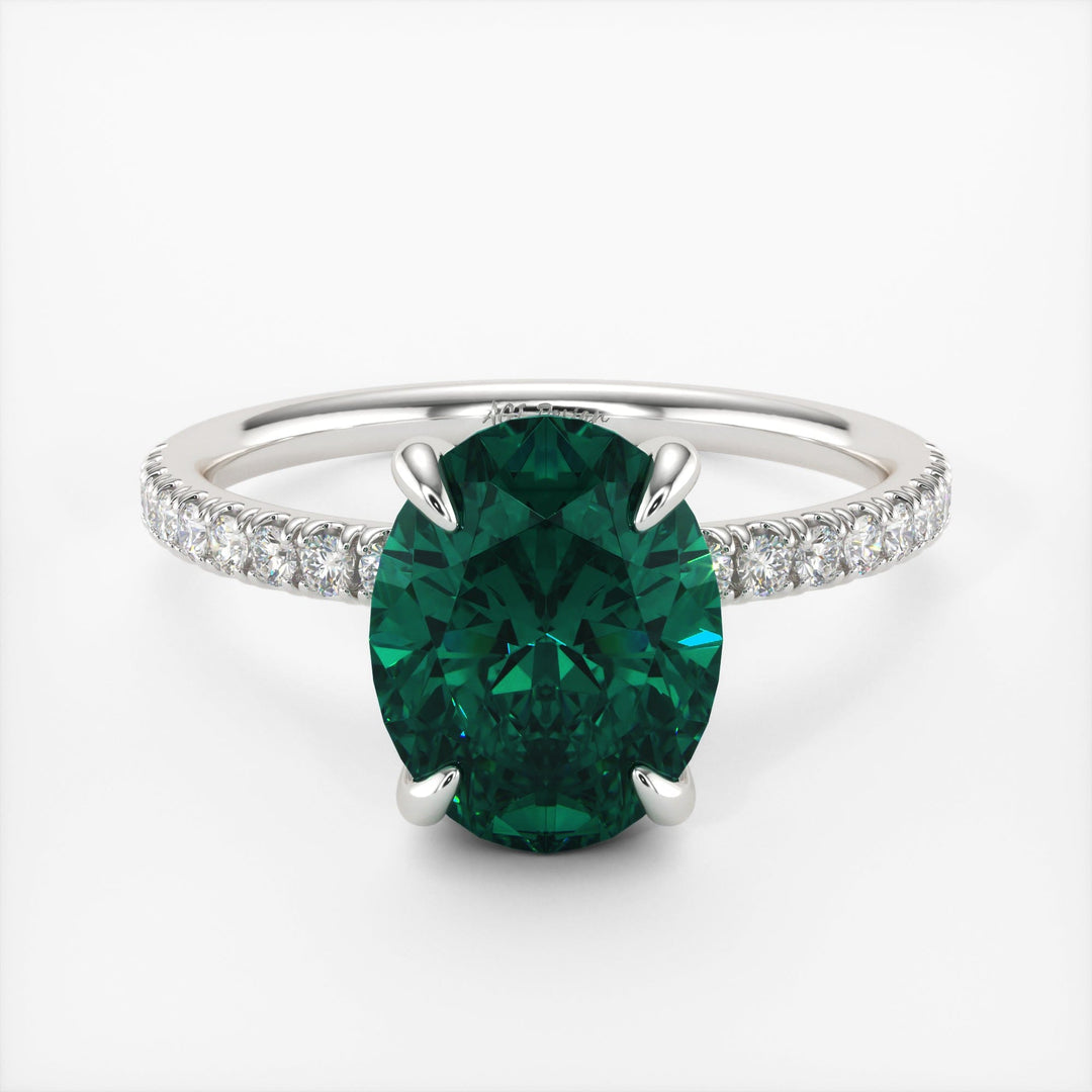 AGI Design Abigail Oval Green Moissanite Engagement Ring