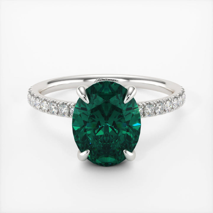 AGI Design Abigail Oval Green Moissanite Engagement Ring