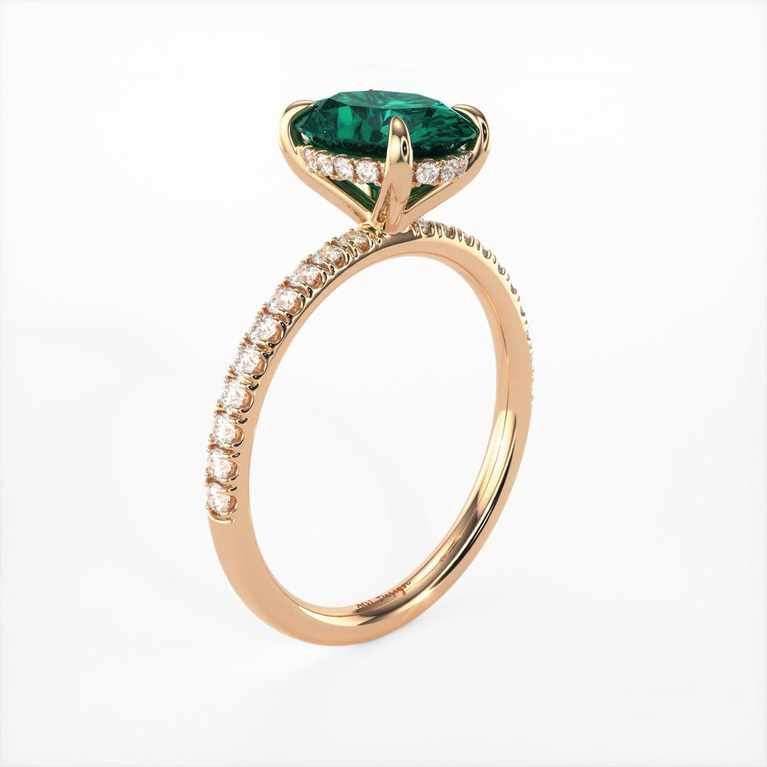 AGI Design Abigail Oval Green Moissanite Engagement Ring