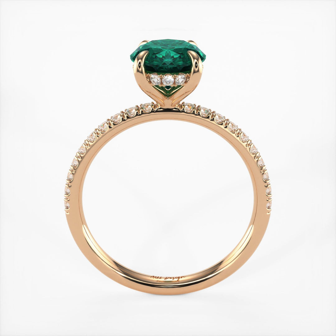 AGI Design Abigail Oval Green Moissanite Engagement Ring