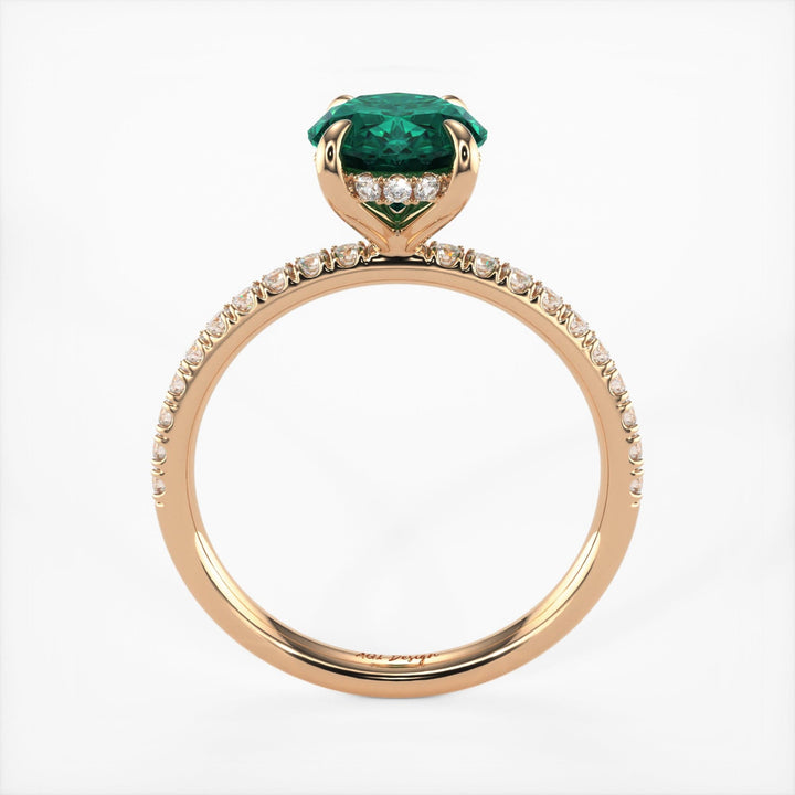 AGI Design Abigail Oval Green Moissanite Engagement Ring