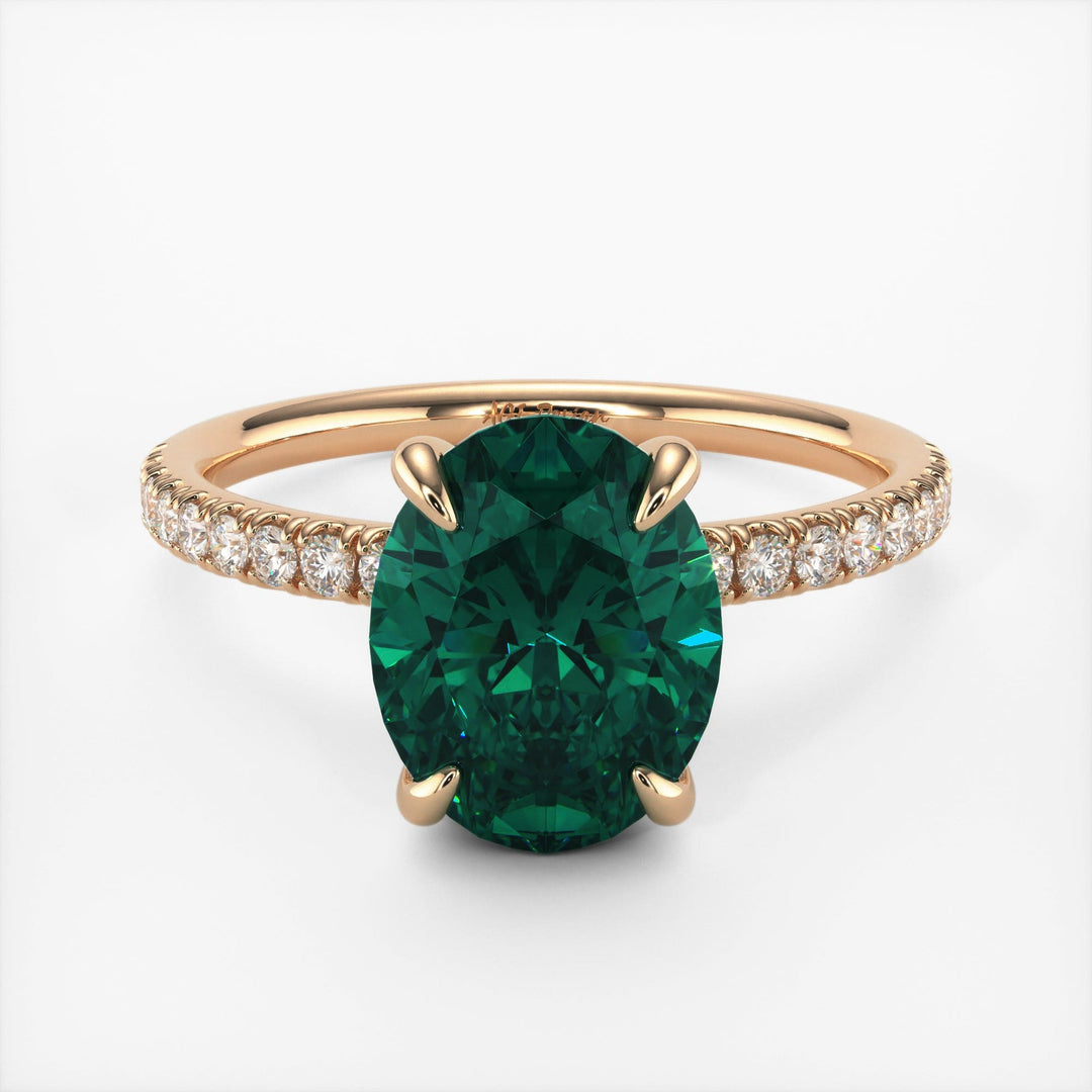 AGI Design Abigail Oval Green Moissanite Engagement Ring