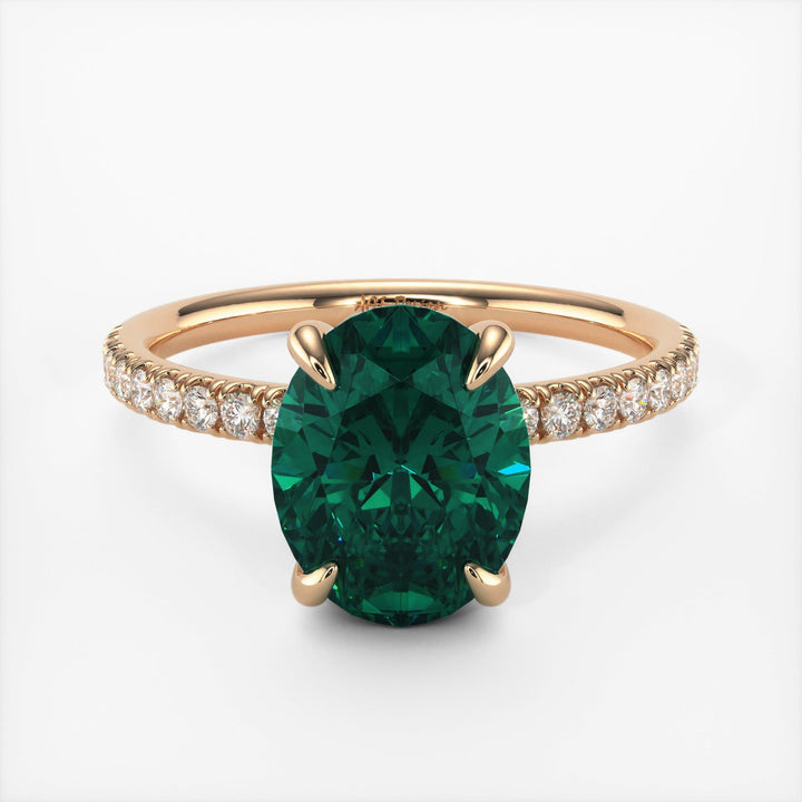 AGI Design Abigail Oval Green Moissanite Engagement Ring