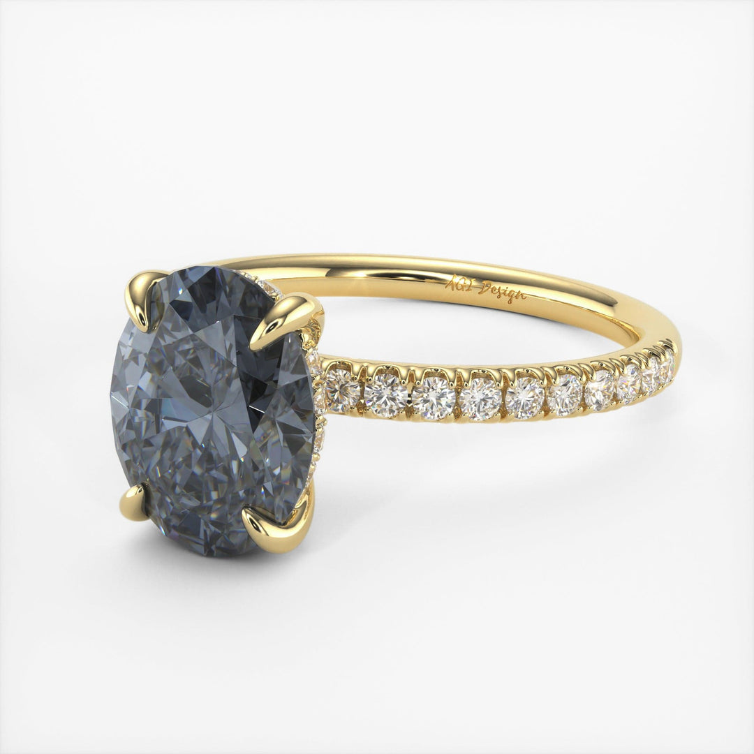 AGI Design Abigail Oval Grey Moissanite Engagement Ring