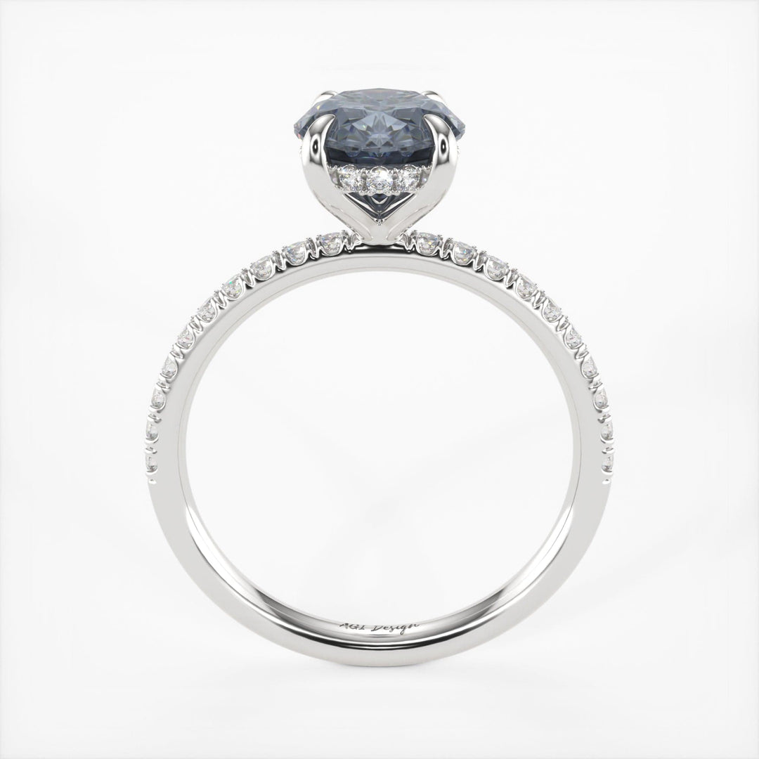 AGI Design Abigail Oval Grey Moissanite Engagement Ring