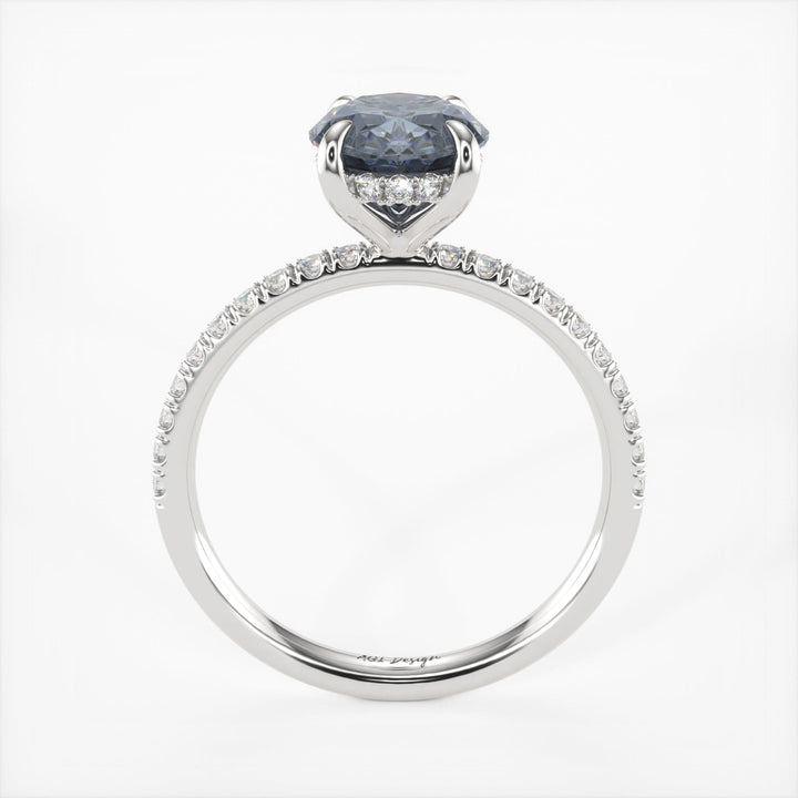 AGI Design Abigail Oval Grey Moissanite Engagement Ring
