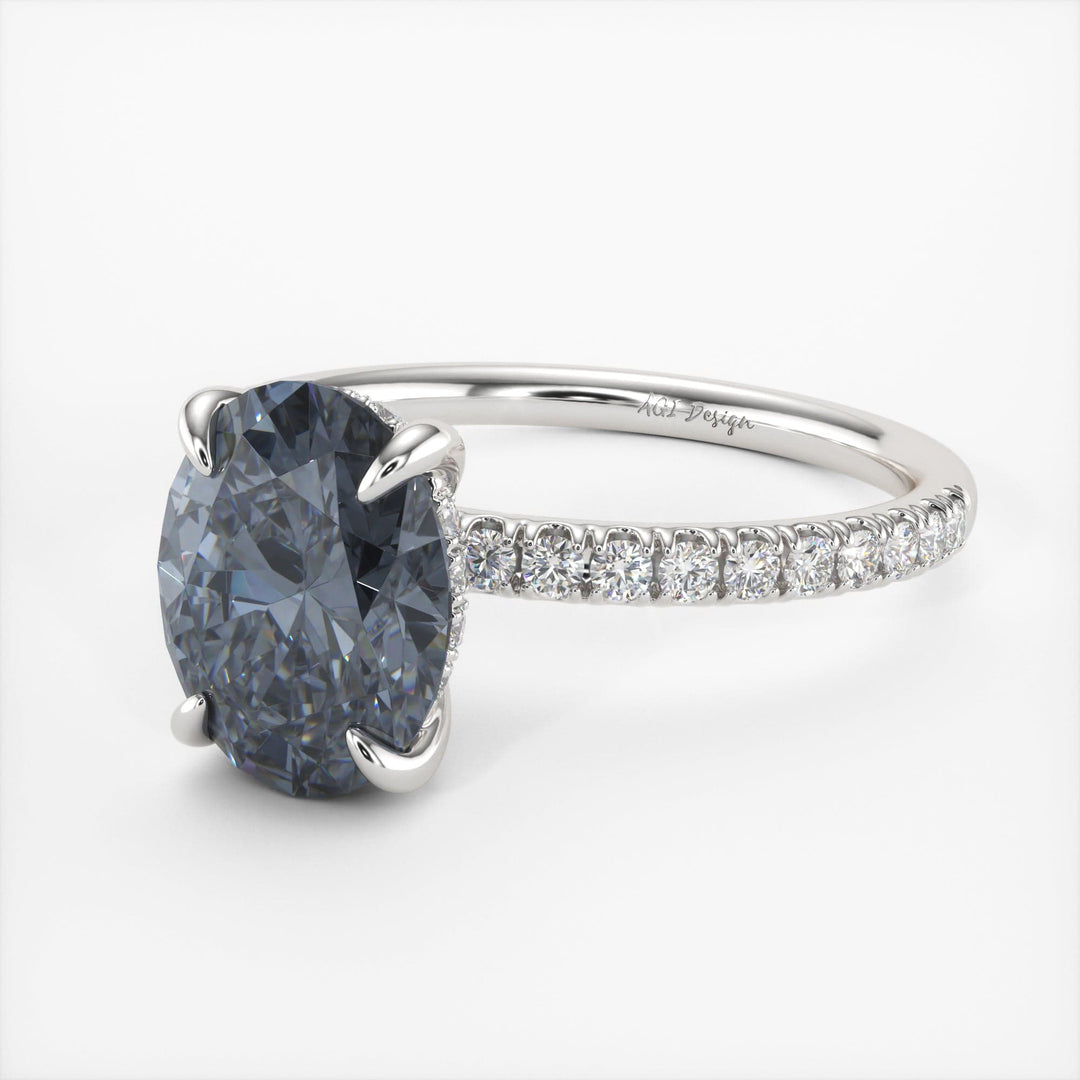 AGI Design Abigail Oval Grey Moissanite Engagement Ring