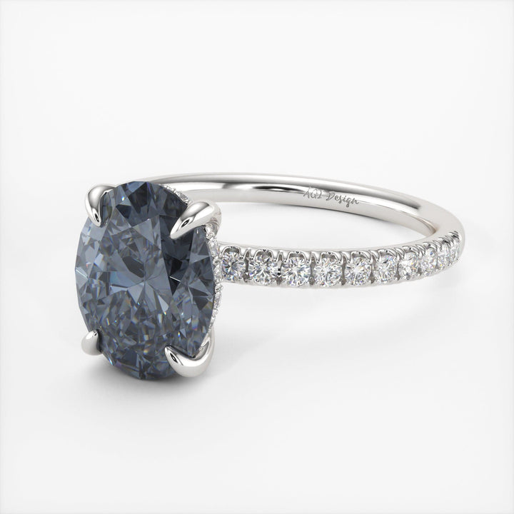 AGI Design Abigail Oval Grey Moissanite Engagement Ring