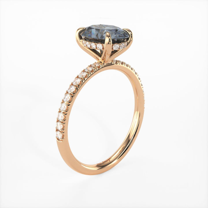 AGI Design Abigail Oval Grey Moissanite Engagement Ring