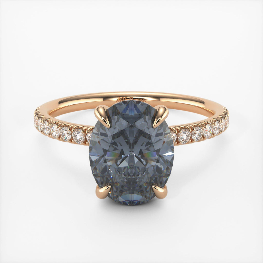 AGI Design Abigail Oval Grey Moissanite Engagement Ring