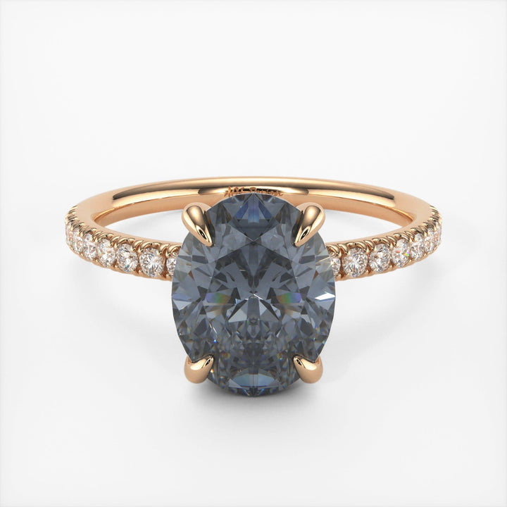 AGI Design Abigail Oval Grey Moissanite Engagement Ring