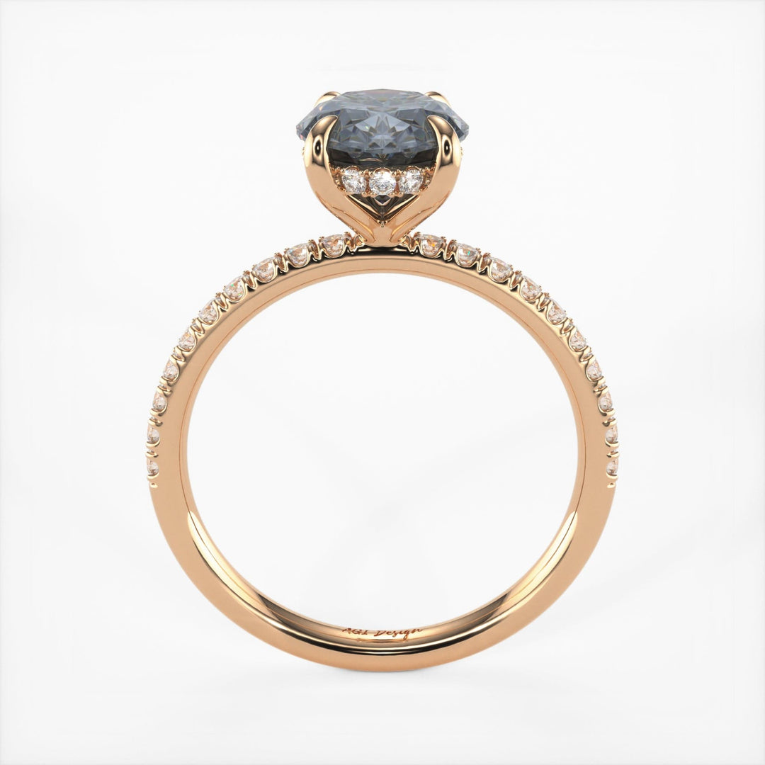 AGI Design Abigail Oval Grey Moissanite Engagement Ring