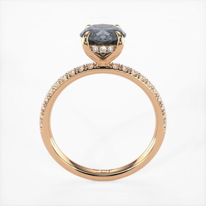AGI Design Abigail Oval Grey Moissanite Engagement Ring