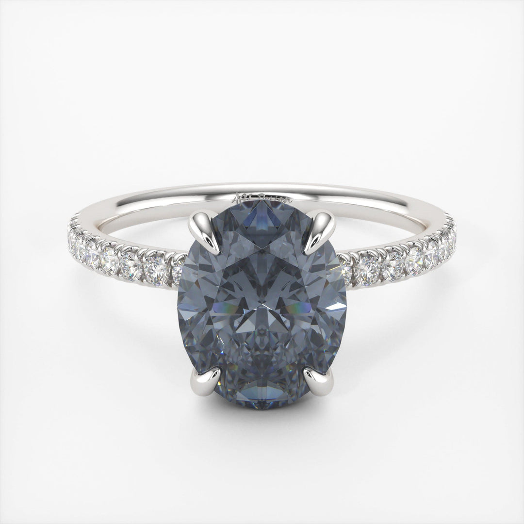 AGI Design Abigail Oval Grey Moissanite Engagement Ring
