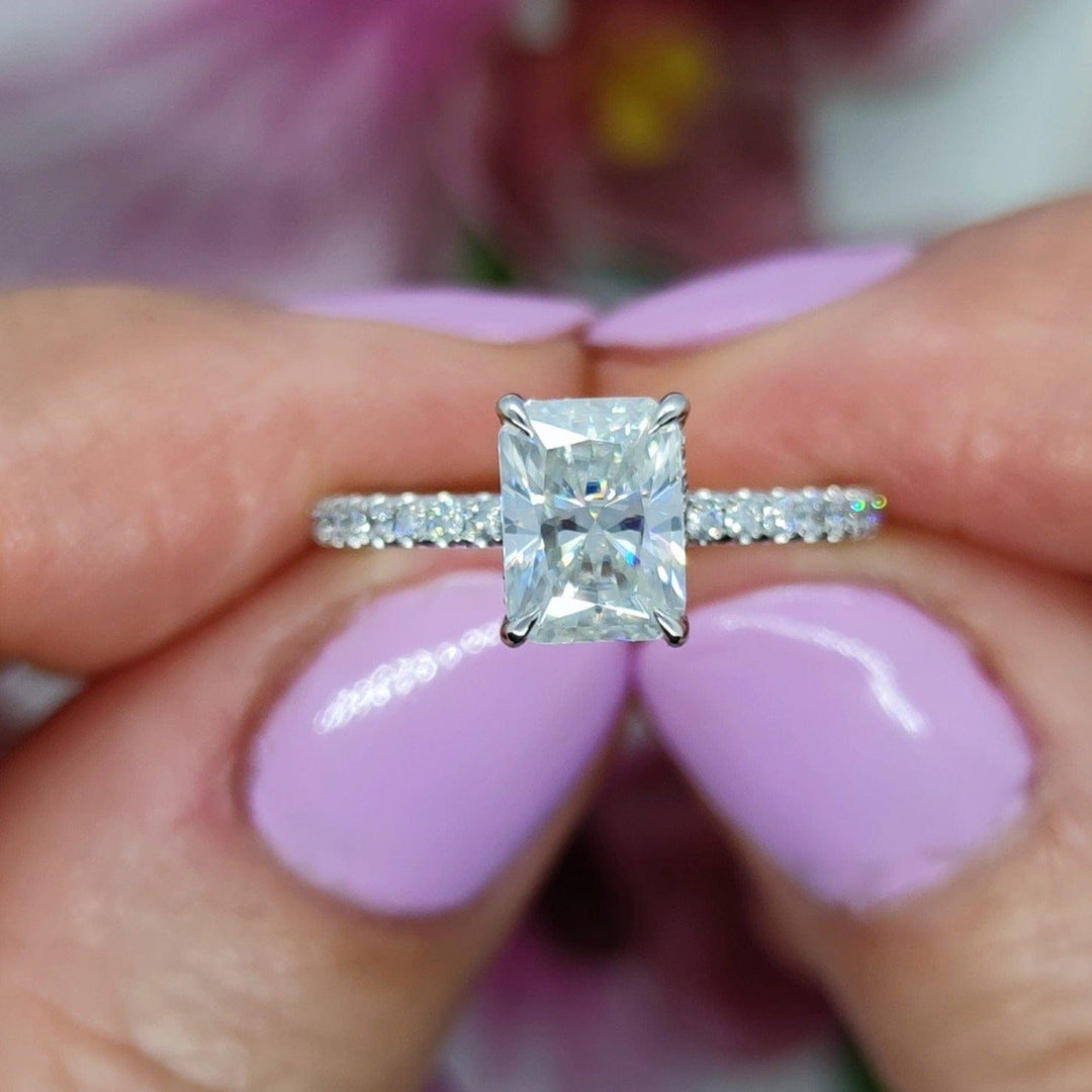 AGIDesignShop Alexandra Radiant/Emerald Moissanite  Engagement Ring