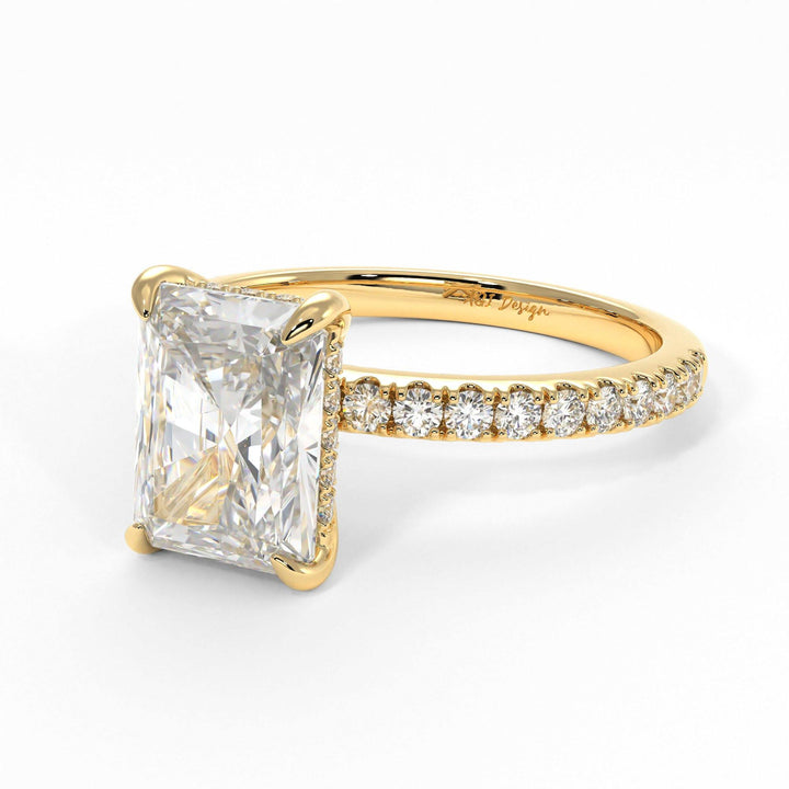 AGIDesignShop Alexandra Radiant/Emerald Moissanite  Engagement Ring