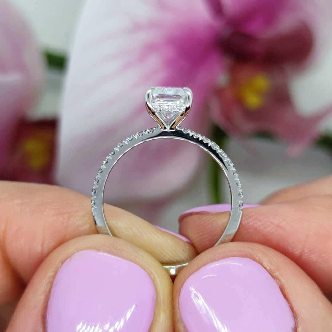 AGIDesignShop Alexandra Radiant/Emerald Moissanite  Engagement Ring