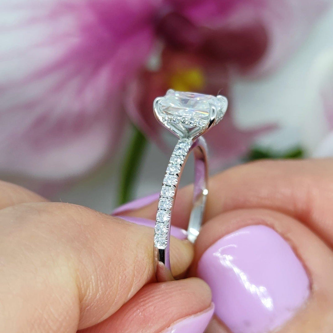 AGIDesignShop Alexandra Radiant/Emerald Moissanite  Engagement Ring