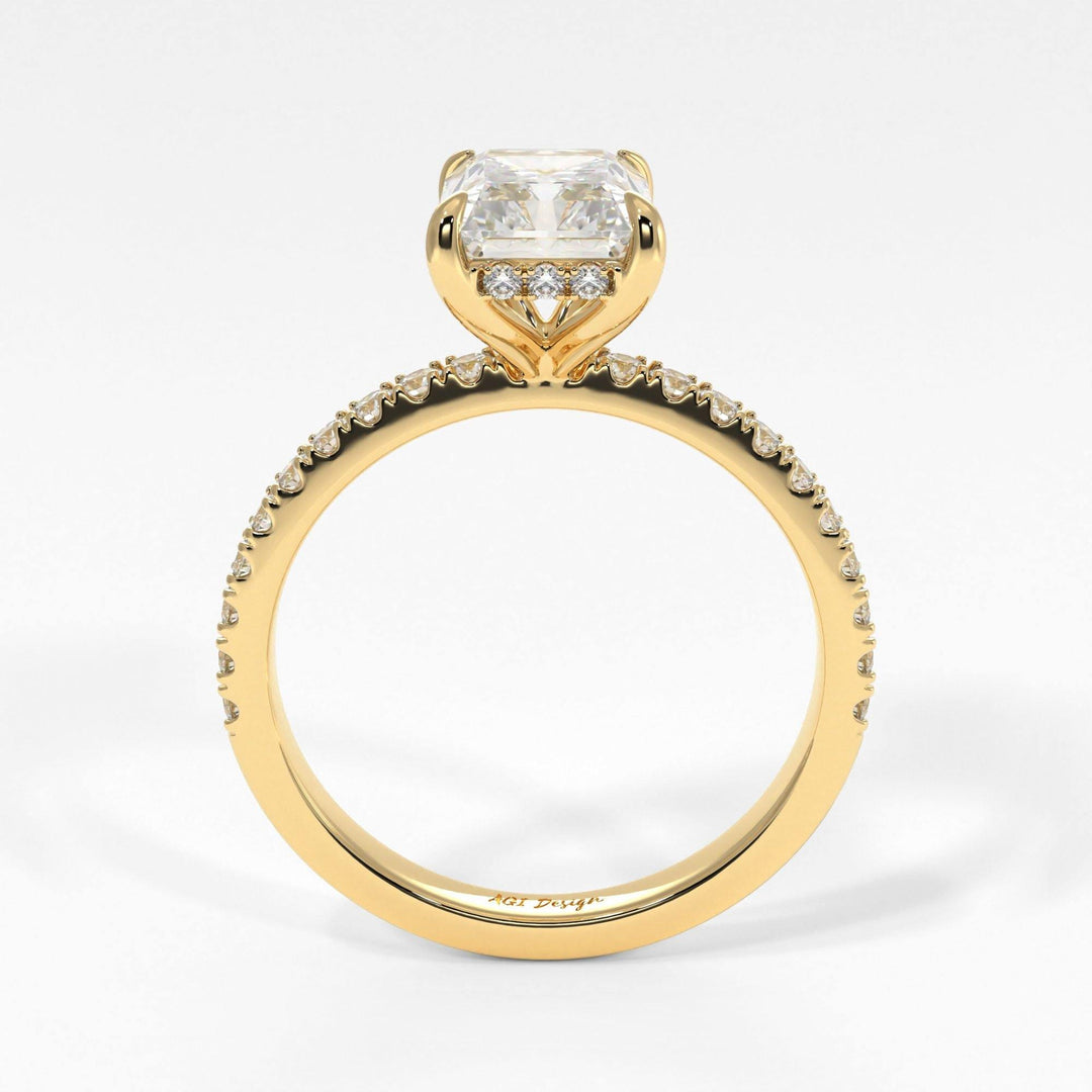 AGIDesignShop Alexandra Radiant/Emerald Moissanite  Engagement Ring