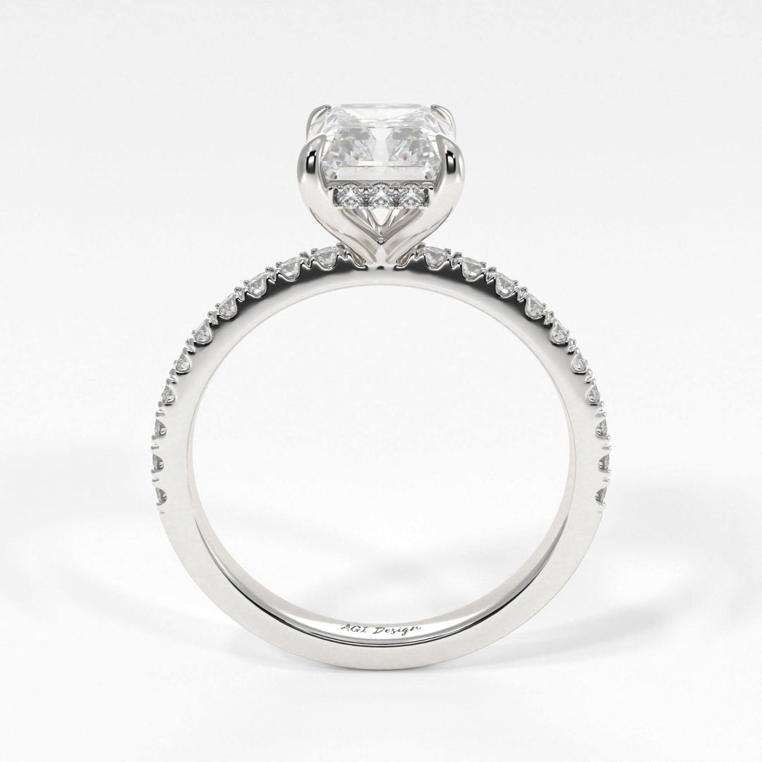 AGIDesignShop Alexandra Radiant/Emerald Moissanite  Engagement Ring