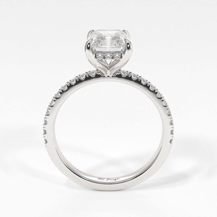 AGIDesignShop Alexandra Radiant/Emerald Moissanite  Engagement Ring