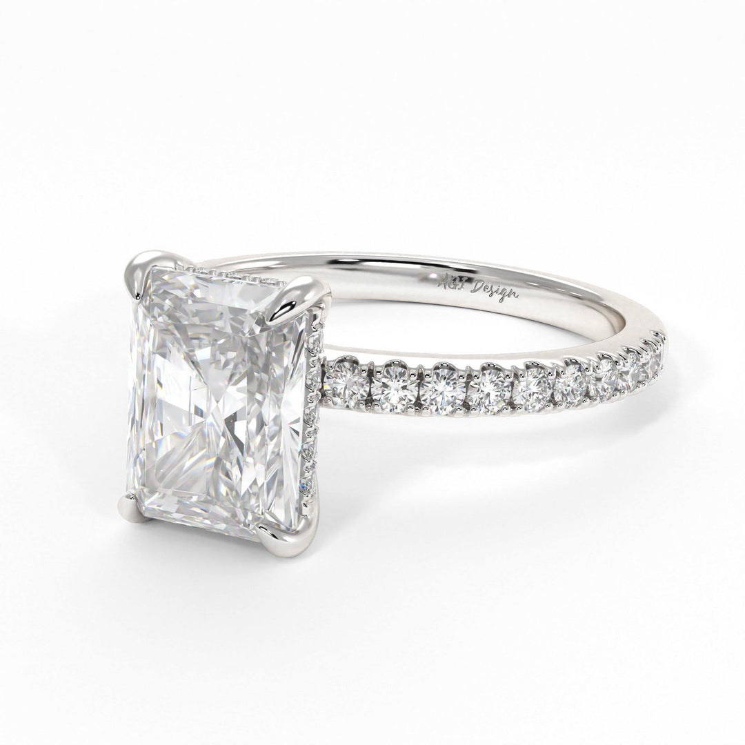 AGIDesignShop Alexandra Radiant/Emerald Moissanite  Engagement Ring