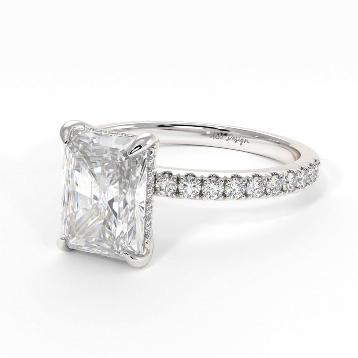 AGIDesignShop Alexandra Radiant/Emerald Moissanite  Engagement Ring